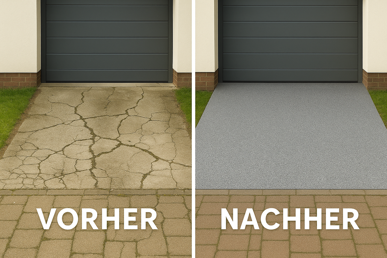 Vorher Nachher Garagenzufahrt Steinteppich Essen